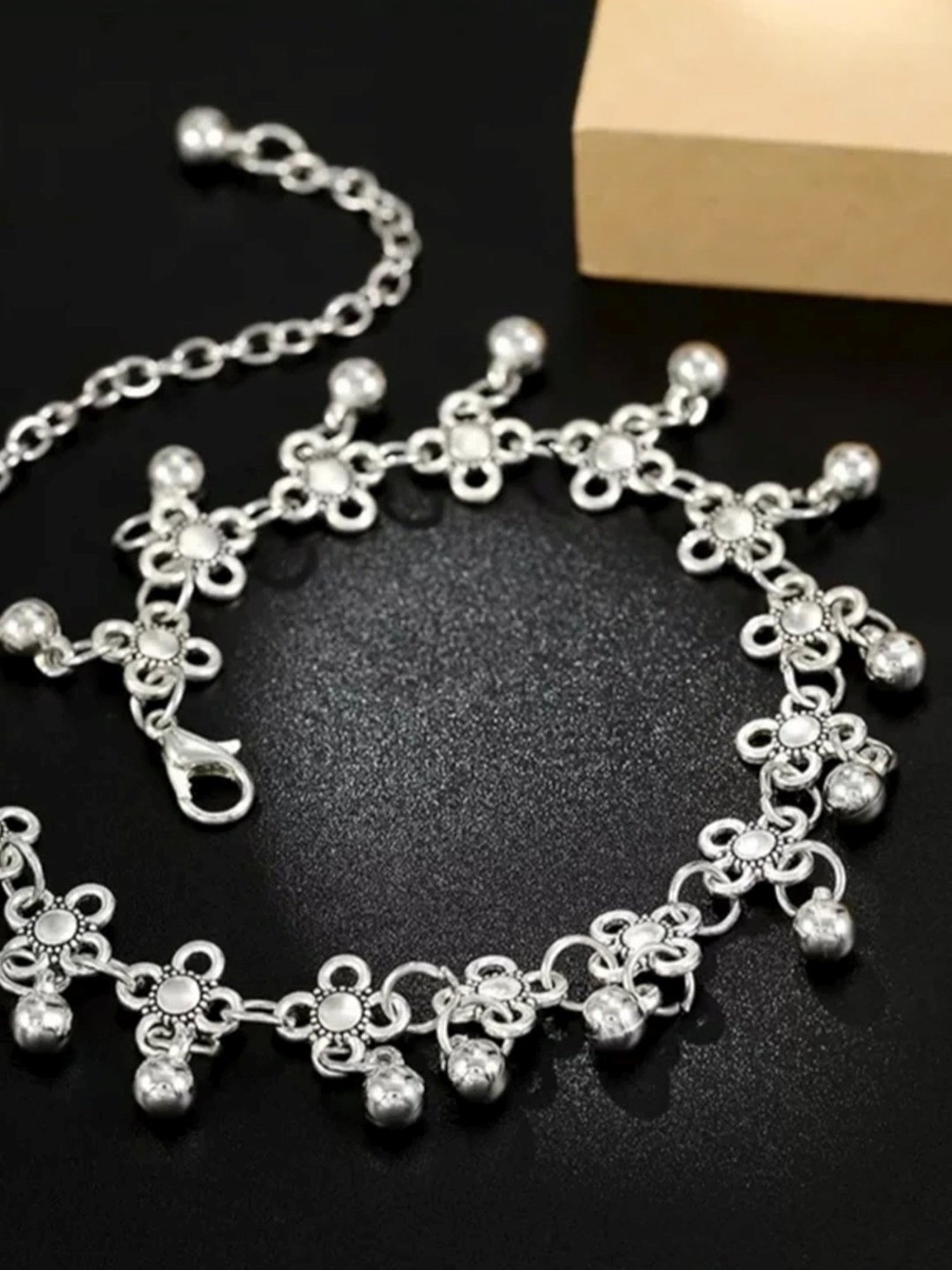 OOMPH Oxidized Silver Bohemian Fashion Stylish Latest Anklet for Women