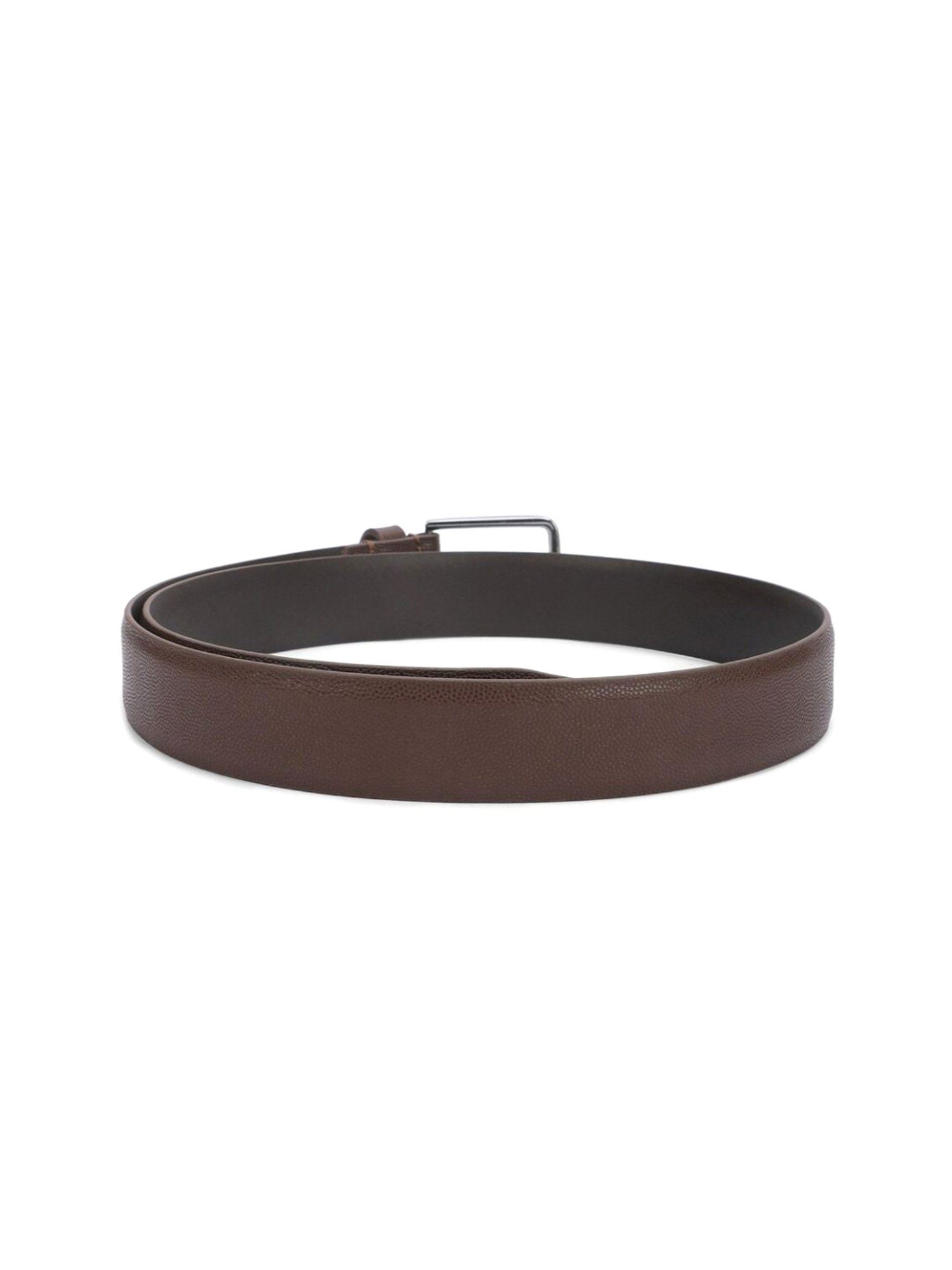 Simon Carter Brown Leather Textured Formal Belt for Men