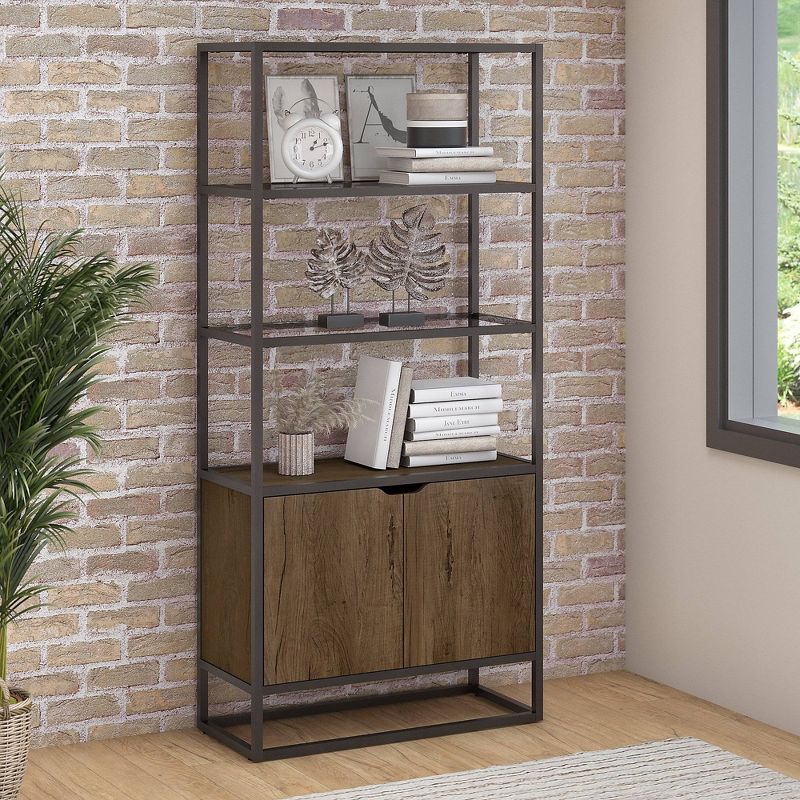 64.13" 5 Shelf Anthropology Bookshelf with Doors Rustic Brown - Bush Furniture