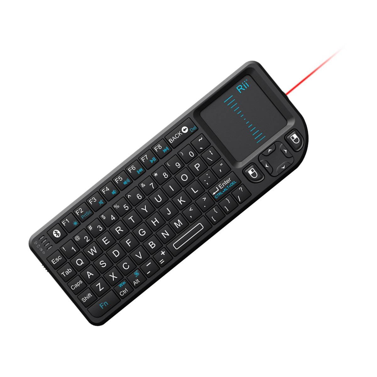 Rii Mini Wireless Bluetooth Keyboard Touchpad with Laser Pointer for Smartphone and Tablet - Black (mini X1 BT)