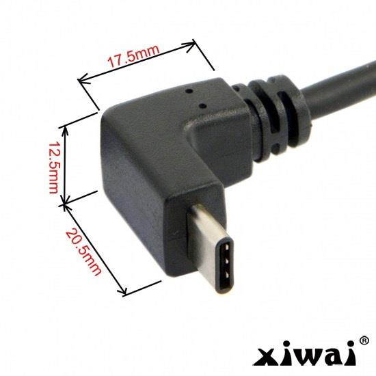 Xiwai USB 3.1 USB-C Up Down Angled to 90 Degree Down Angled A Male Data Cable for Macbook & Tablet & Phone