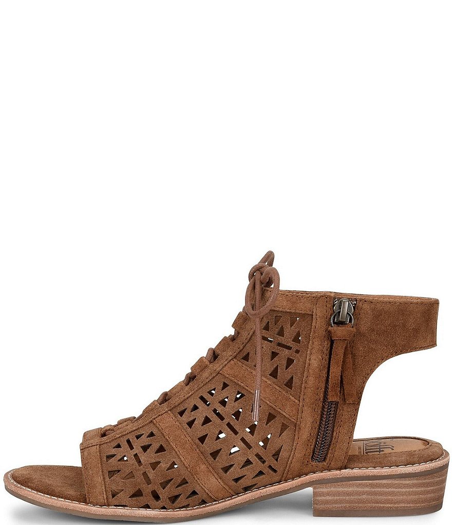 Sofft Nora Geometric Perforated Suede Ghillie Sandals