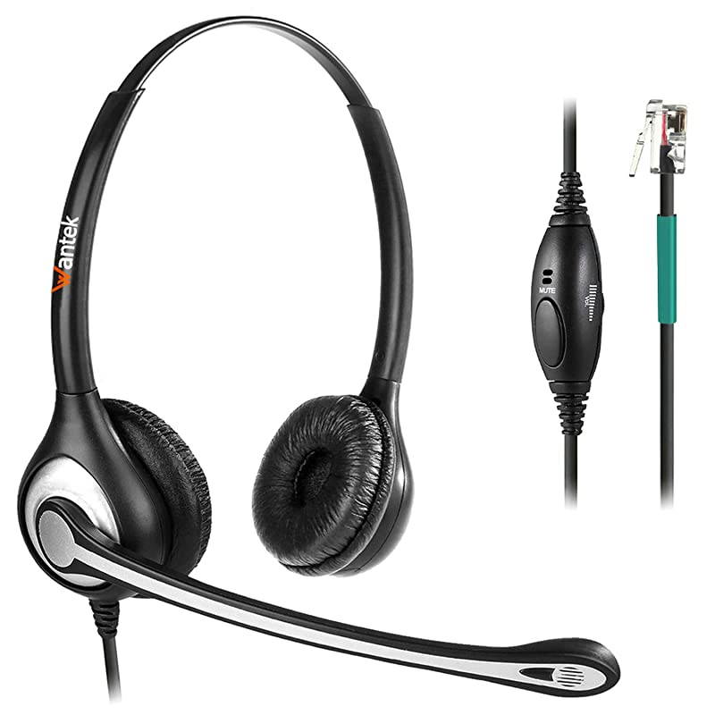 Corded Telephone Headset Dual wNoise Canceling Mic for ShoreTel Plantronics Polycom Zultys Toshiba NEC Aspire Dterm Nortel Norstar Meridian Siemens ROLM Packet8 Landline DeskphonesF602S2