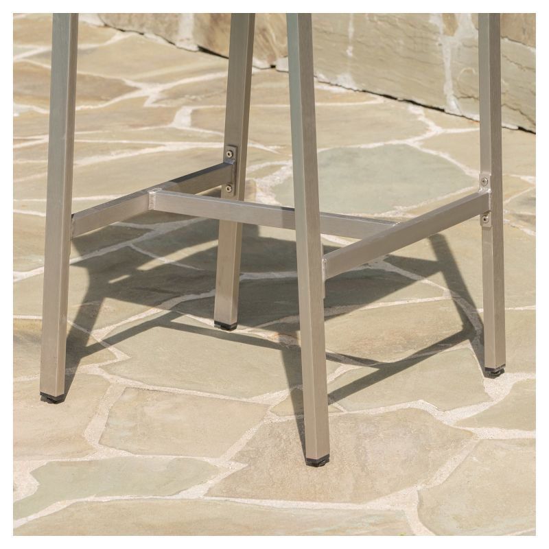 Cape Coral Set of 2 Aluminum and Wicker Barstools - Gray - Christopher Knight Home