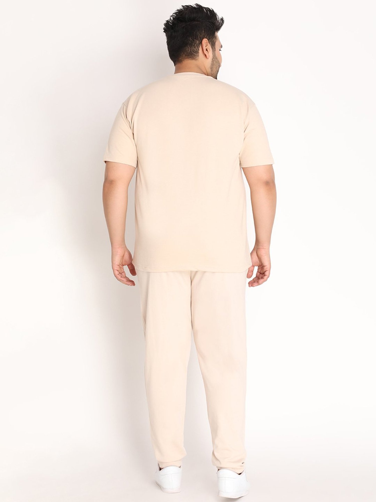 Chkokko Pastel Beige Cotton Relaxed Fit Track Suit