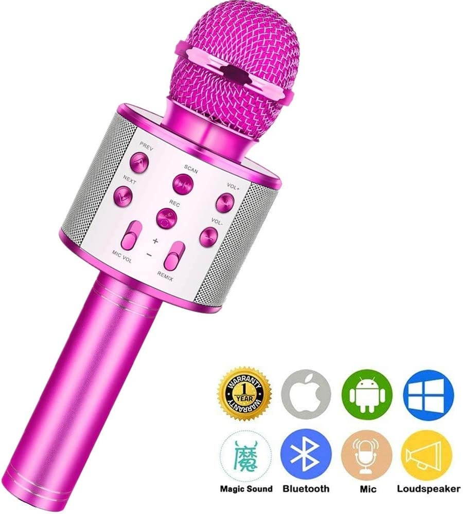 Wireless Bluetooth Karaoke Microphone,Rechargeable Kids Microphone Karaoke Machine,Professional Handheld Karaoke Mic Speaker Home KTV Kids Birthday Party - Best Gifts for Kids Adults (Purple)