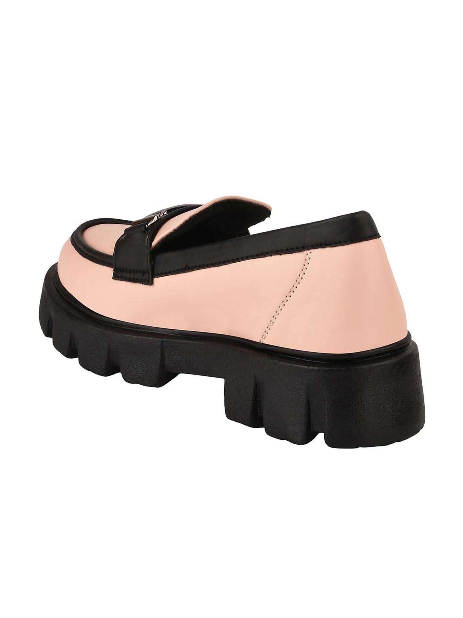 Shoetopia Kids Peach & Black Casual Loafers