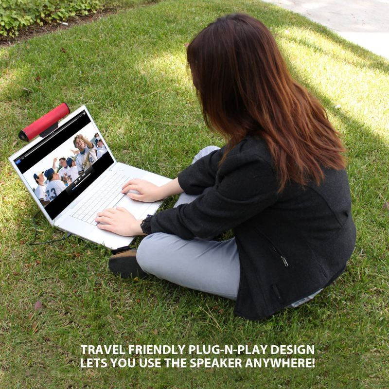 GOgroove SonaVERSE USB 3796908 Laptop Speaker Soundbar 2.0 with Clip-On Portable Design (Black) - Works with Acer, Apple, ASUS, Dell, HP, Samsung and More Computers