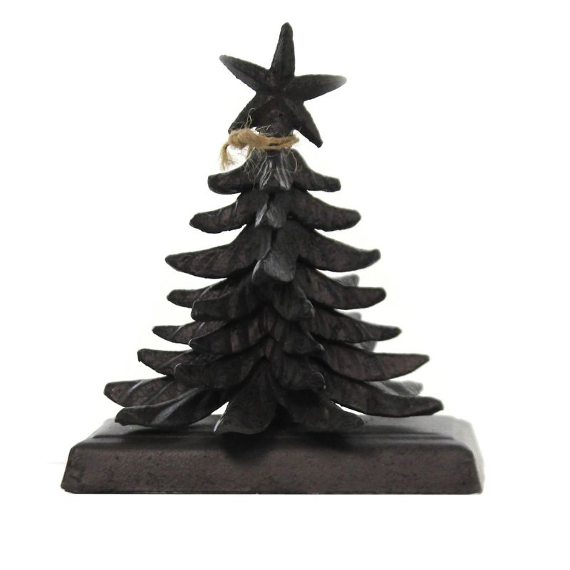 Christmas 5.5" Christmas Tree Stocking Holder. Star Mantle Shelf  -  Stocking Holders