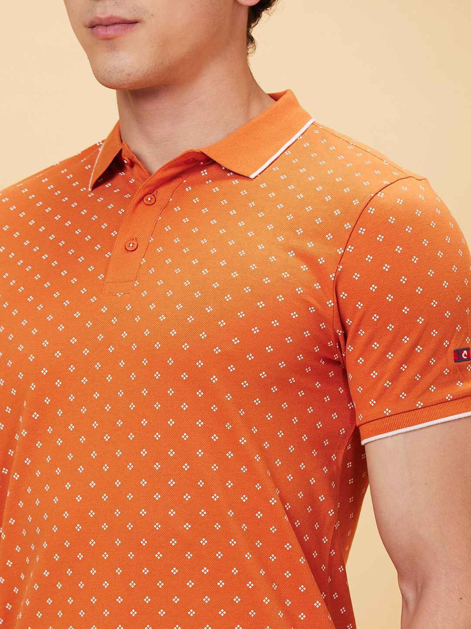 Being Human Gold Regular Fit Printed Polo T-Shirt