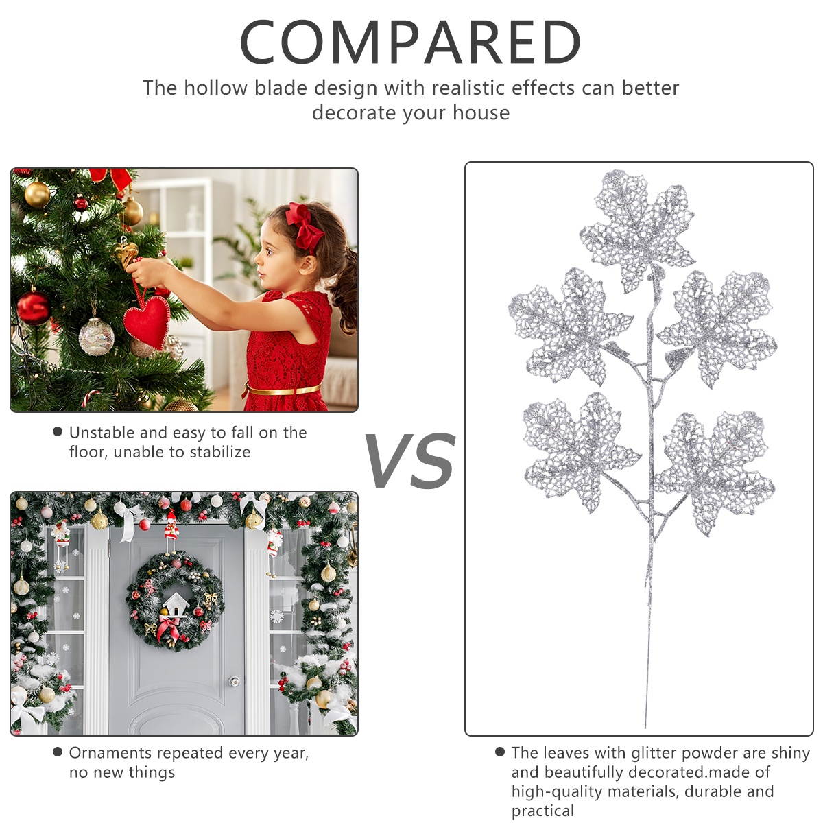 5Pcs Fashion Decorative Leaves Artificial Leaves Christmas Props Accessories