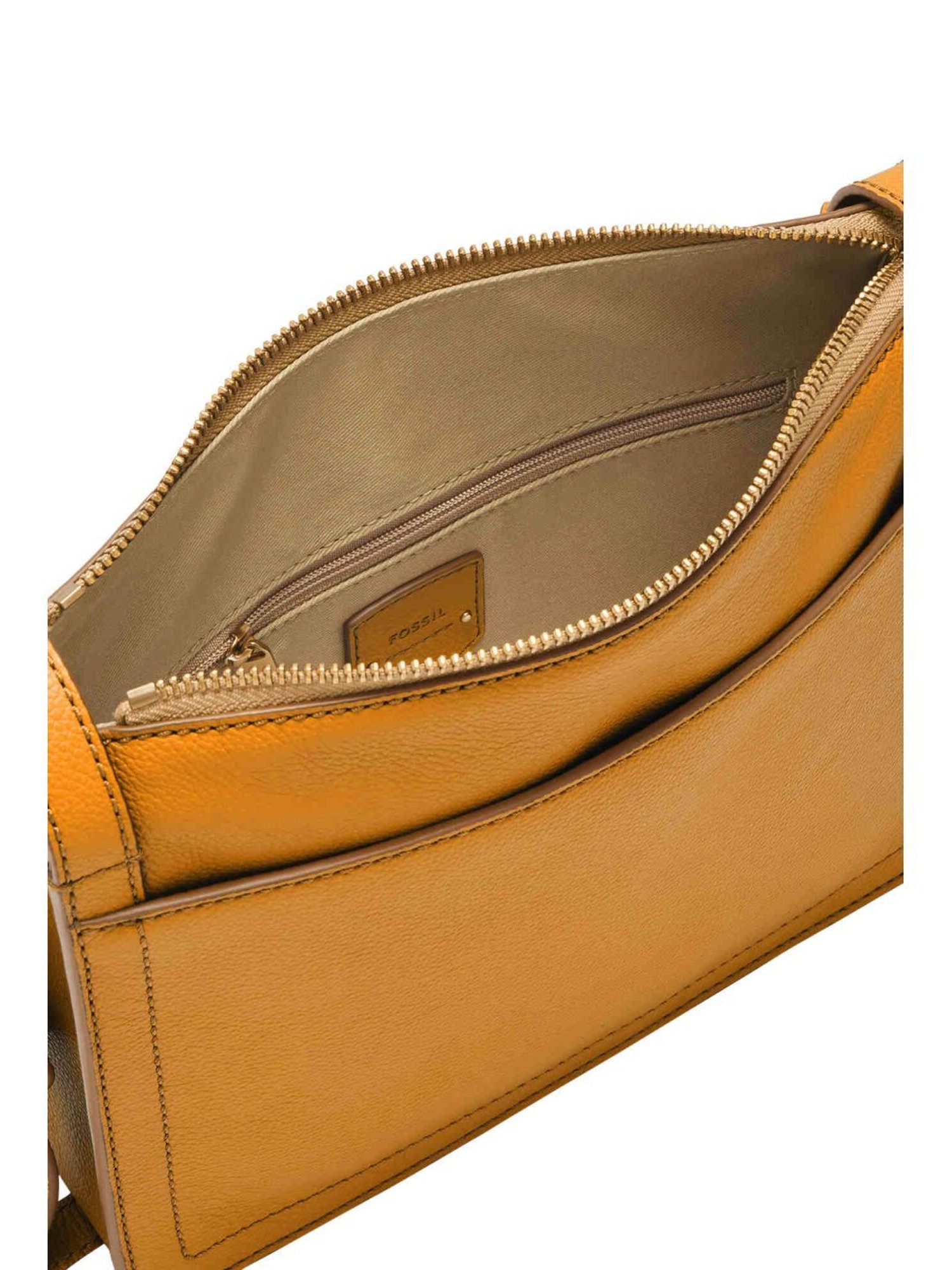 Fossil Yellow Solid Sling Handbag