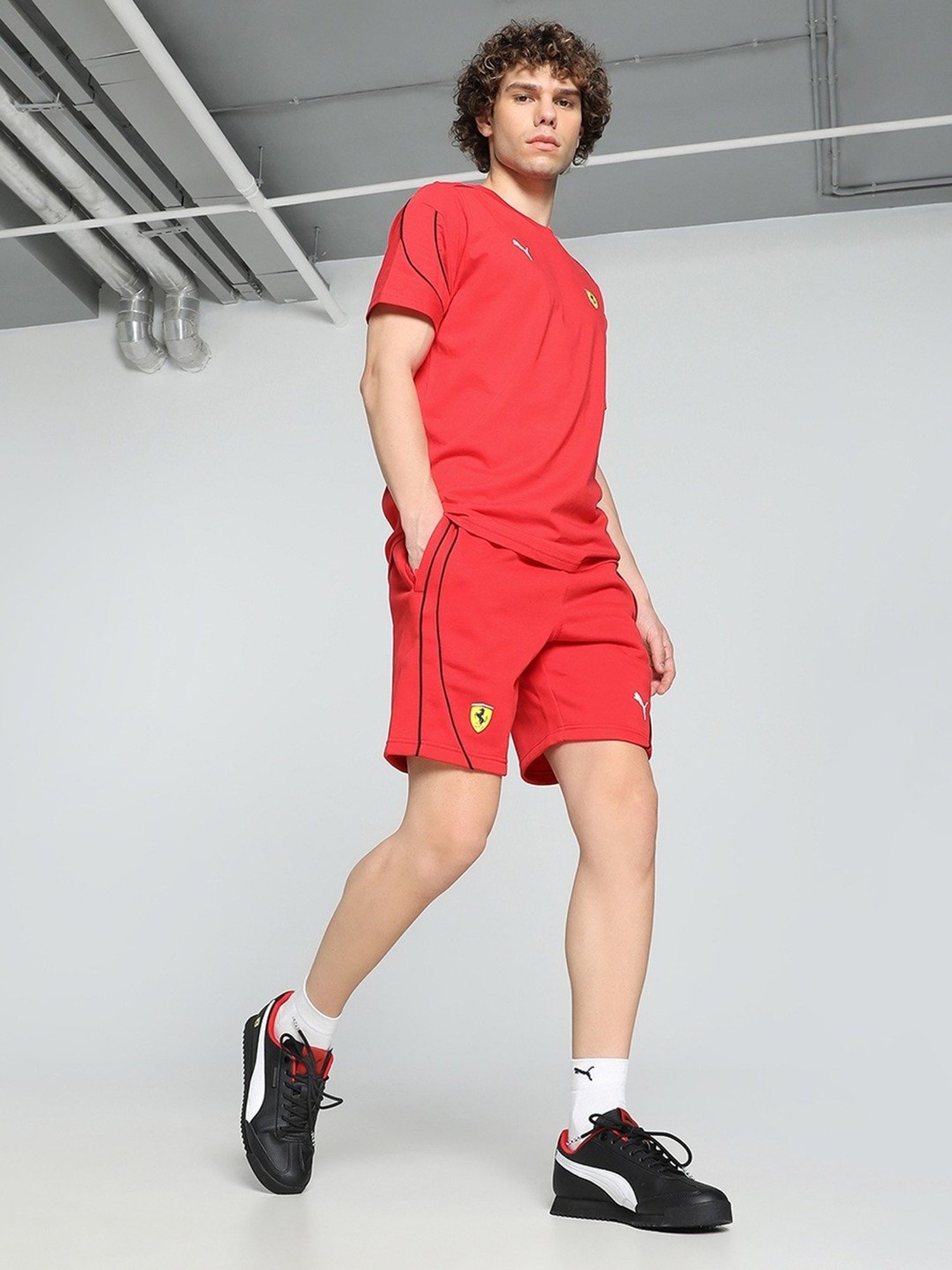 Puma Red Cotton Regular Fit Sports T-Shirt