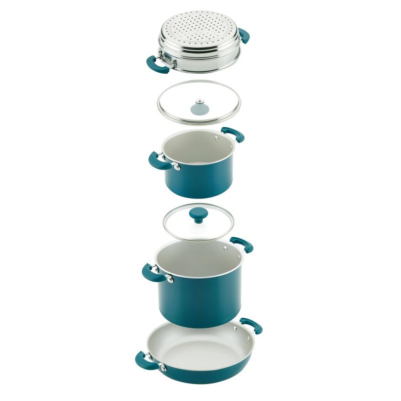 Rachael Ray Create Delicious 8pc Aluminum Nonstick Cookware Stacking Set Teal