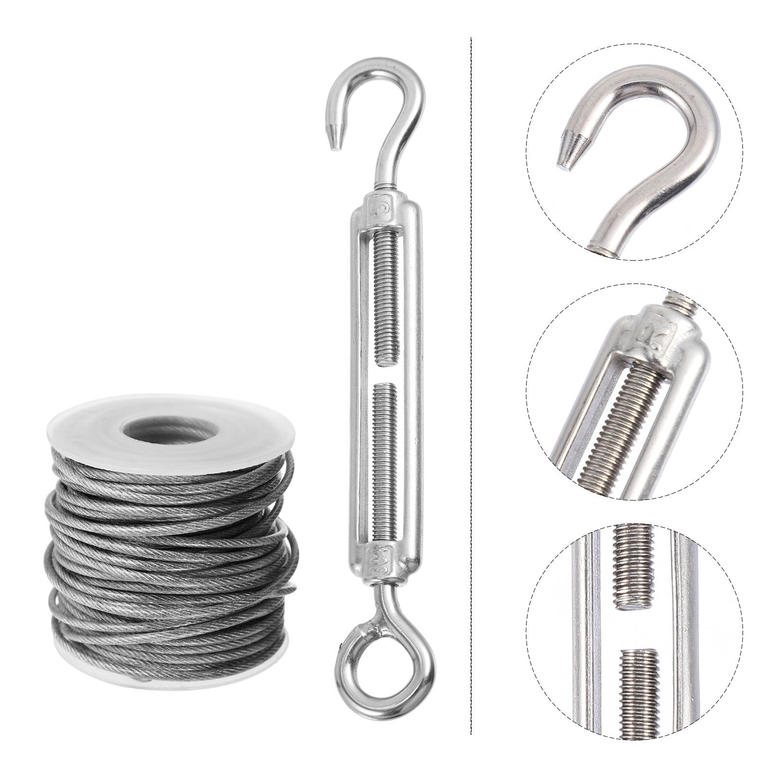 1 Set Stainless Steel Cable Rope Heavy Duty Wire Rope Hanging Wire Kit