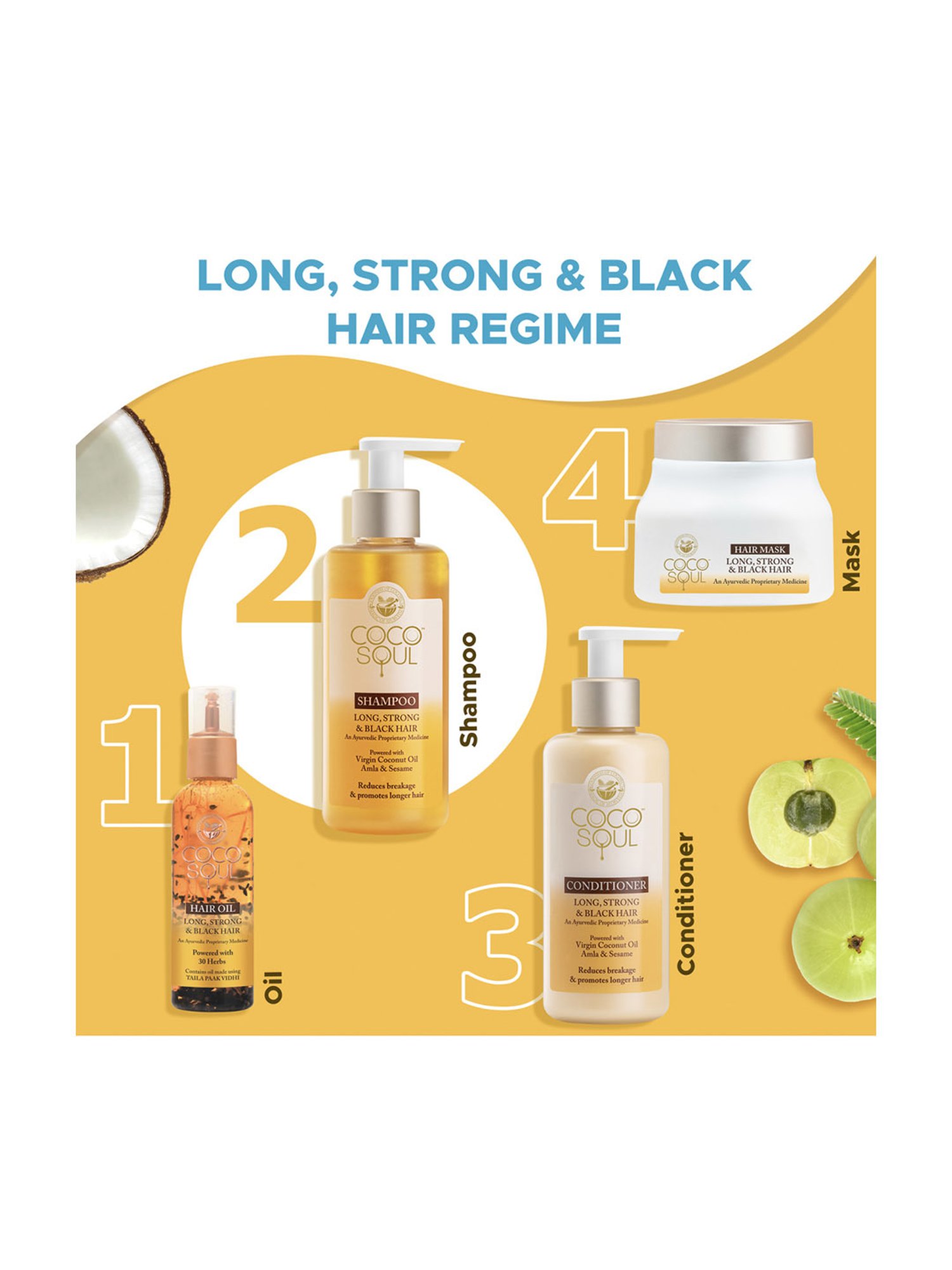 Coco Soul Shampoo for Long, Strong & Black Hair with Ayurvedic Medicine by Parachute Advanced-200 ml