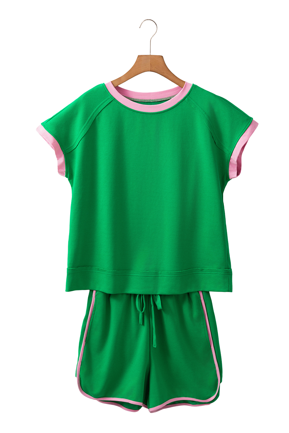 Skobeloff Textured Ruffle Split Top and Drawstring Shorts Set