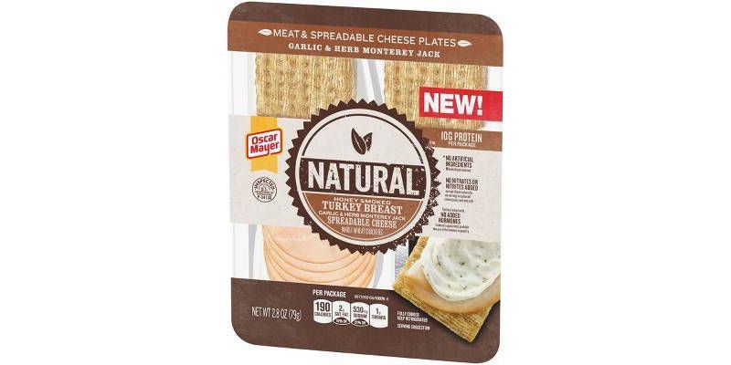 Oscar Mayer Natural Honey Smoked Turkey Breast with Garlic & Herb Spreadable Cheese Snack Plate - 2.8oz