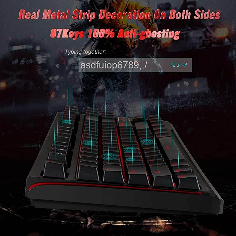 Rainbow Mechanical Keyboard K13 87 Key Anti-ghosting Gaming Keyboard for Office Work and Gaming