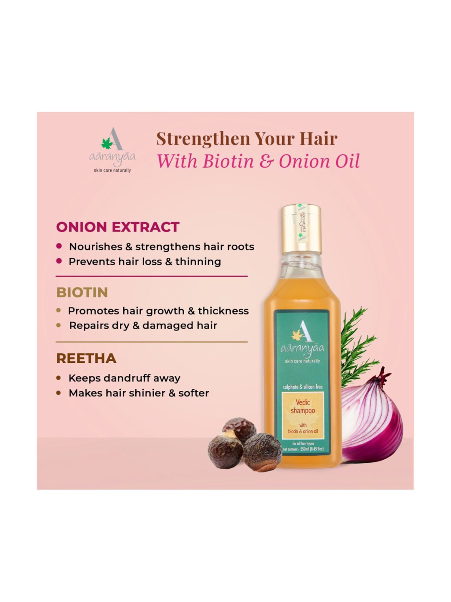 Aaranyaa Vedic Shampoo With Biotin & Onion Oil - 250 ml