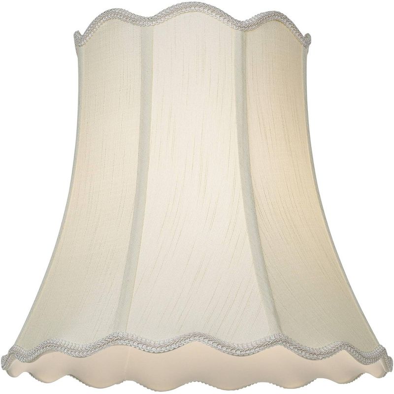 Imperial Shade Creme Medium Scallop Bell Lamp Shade 10" Top x 16" Bottom x 15" Slant x 14.75 High (Spider) Replacement with Harp and Finial