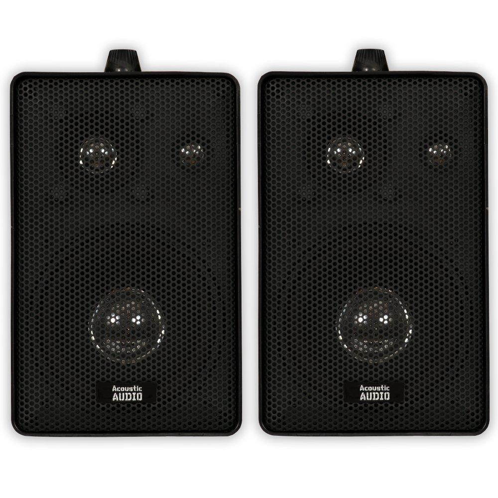 Acoustic Audio 251B Indoor Outdoor 3 Way Speakers 400 Watt Black Pair New