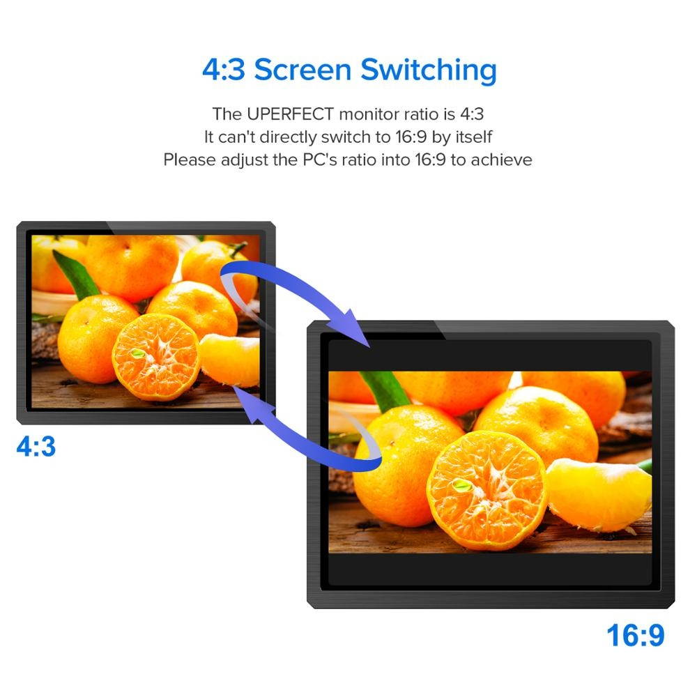 12.3"Touch Monitor Computer Display 1600&times;1200 Portable Monitor Capacitive External Screen 4:3 with HDMI DVI VGA For PC