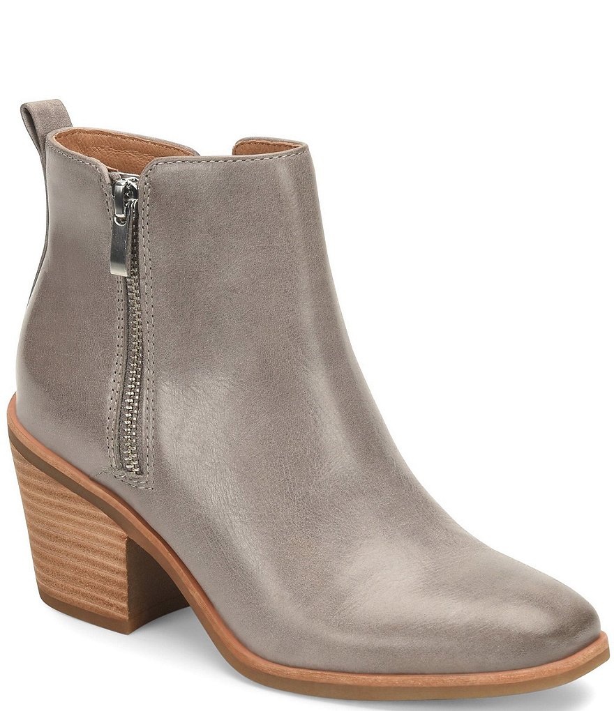 Sofft Canelli Leather Double Zipper Block Heel Booties