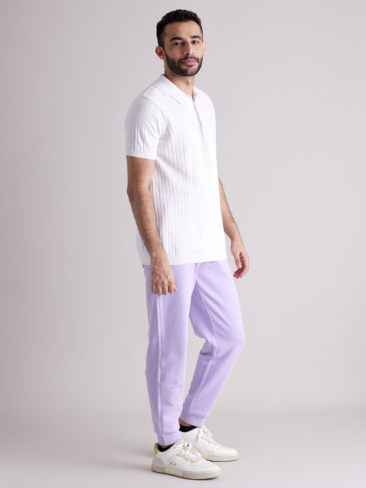 celio* Lavender Regular Fit Cotton Joggers