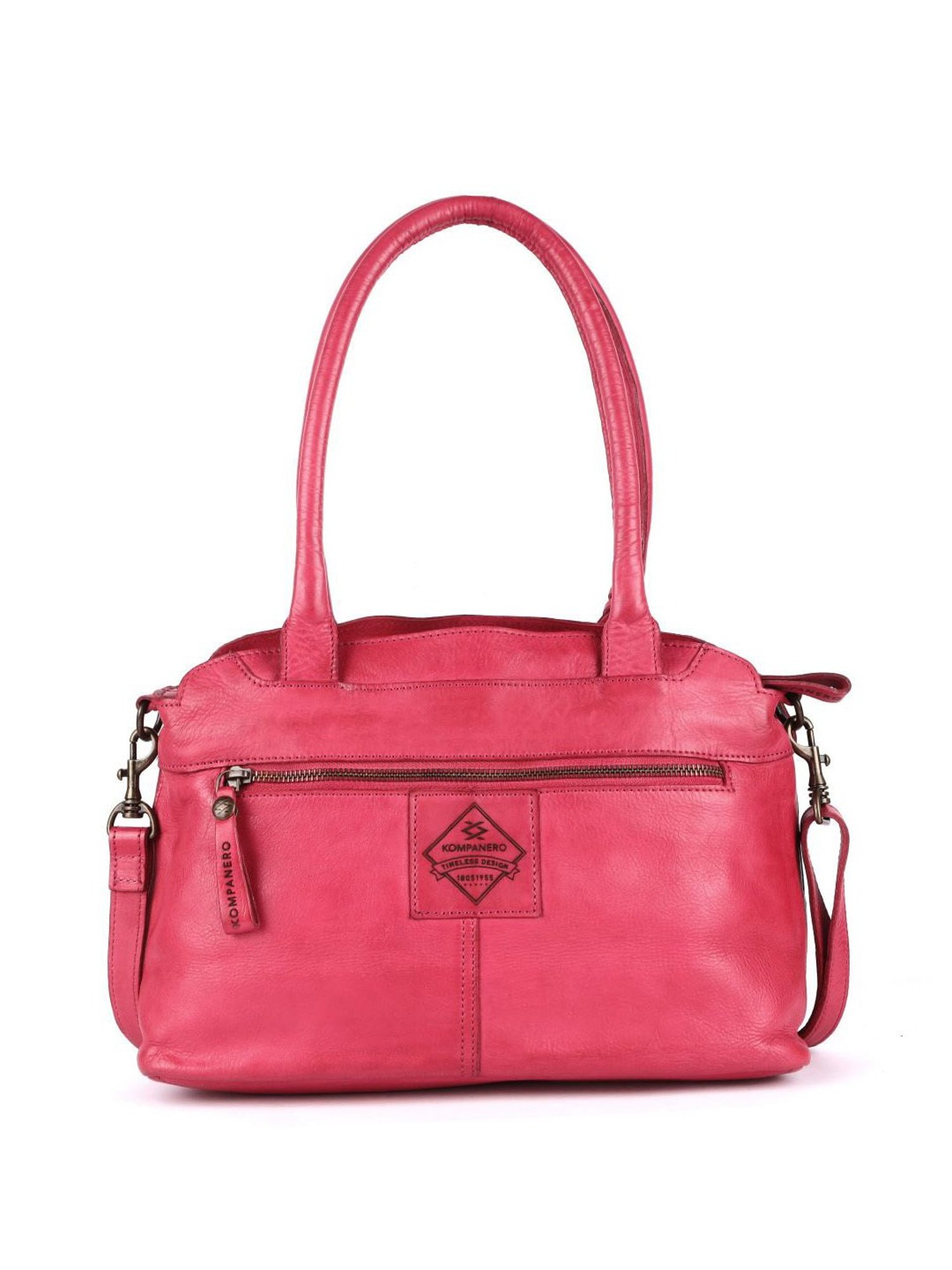 KOMPANERO Anna Fuchsia Leather Textured Shoulder Handbag