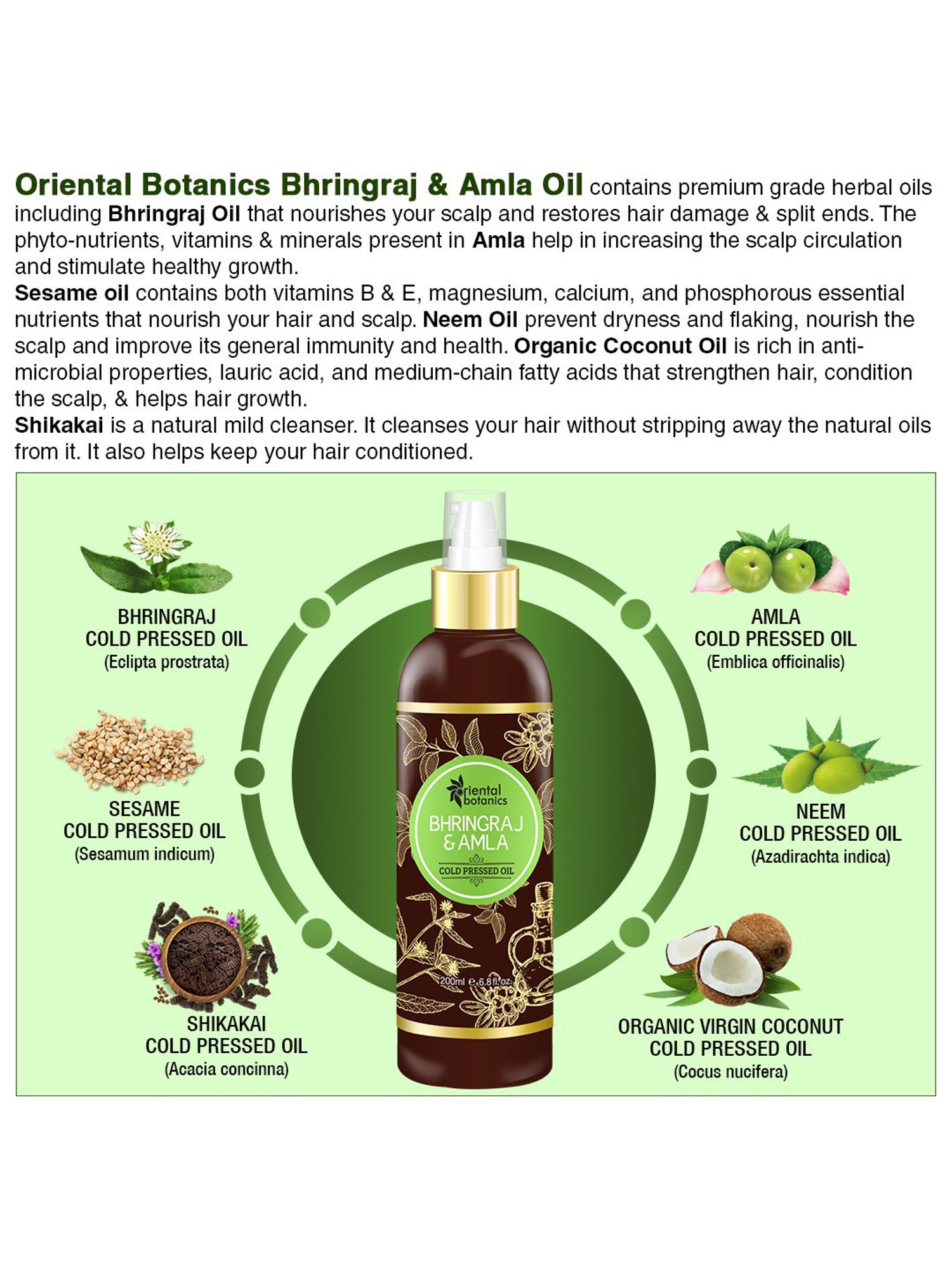 Oriental Botanics Bhringraj & Amla Hair Oil - 200 ml