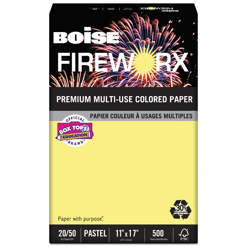 Boise FIREWORX Colored Paper 20lb 11 x 17 Crackling Canary 500 Sheets/Ream MP2207CY