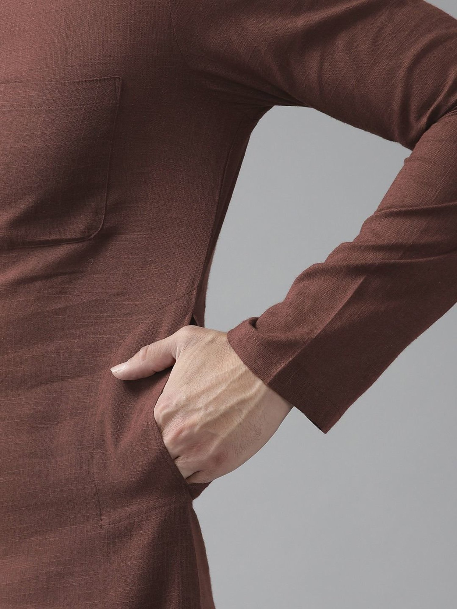 See Designs Brown & White Cotton Regular Fit Kurta Bottom Set