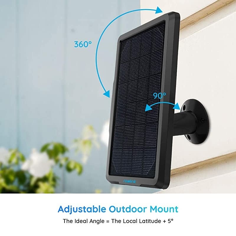 Solar Panel Power Supply Designed for Wireless Outdoor Security Camera Rechargeable Battery Powered  Go/Argus Eco/Argus 2/Argus Pro/Argus PT, Non-Stop Charging (Black)