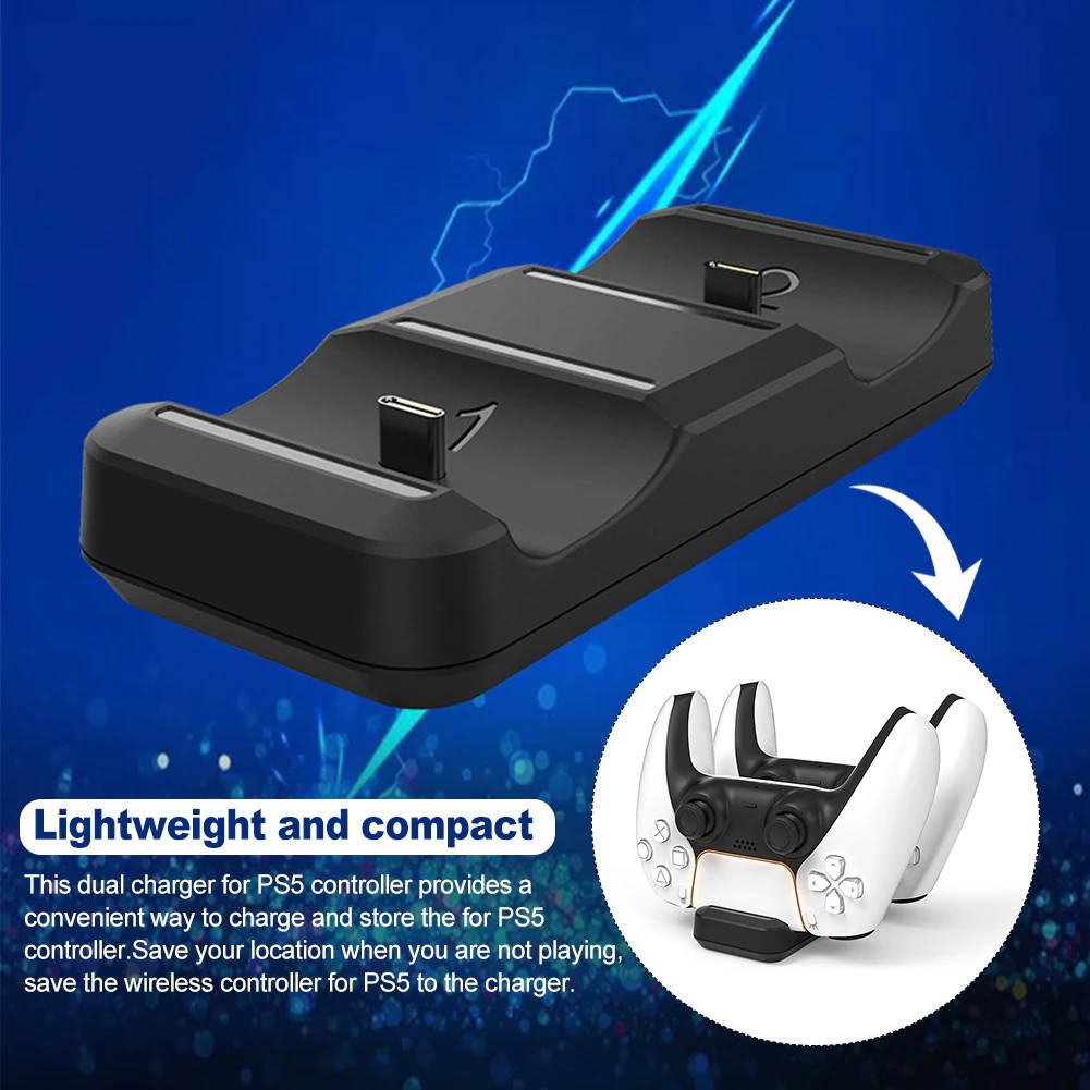 Dual Gamepad Desktop Lightweight Home Office ABS Controller Charger Portable Travel Charging Base Fast Power Supply For PS5