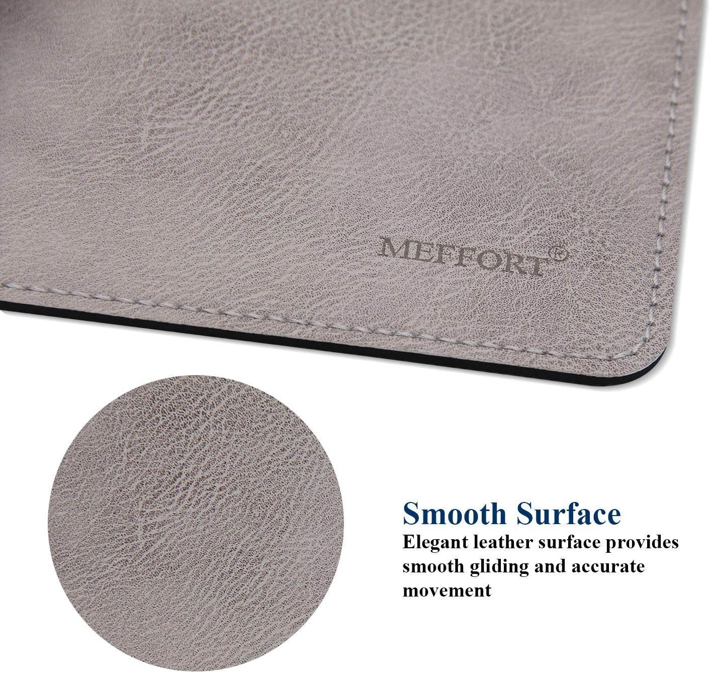 Meffort Inc Leather Mouse Pad with Stitched Edges & Non Slip Base, Smooth Surface Gaming Office Pad - 9.5 X 7.9 Inch, Gray