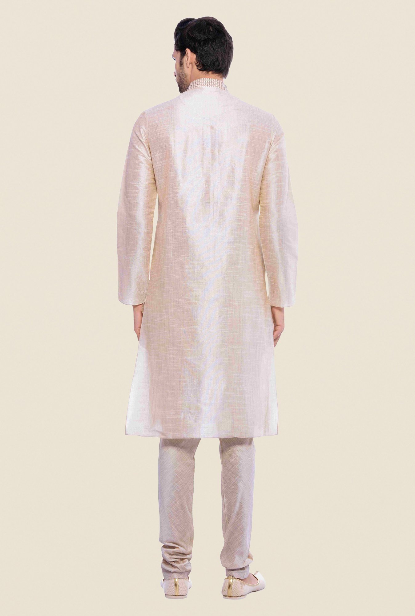 Manyavar Beige Textured Kurta & Chudidar Set