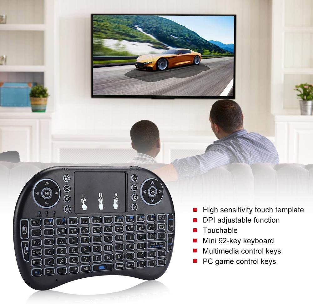 fosa1 Wireless Bluetooth Tricolor Backlight Keyboard, English Keyboard Ergonomic Design USB Keypad Hand-held Mini QWERTY 92-Key Keyboard Silent Keyboard Support Multimedia/PC Game Control Keys