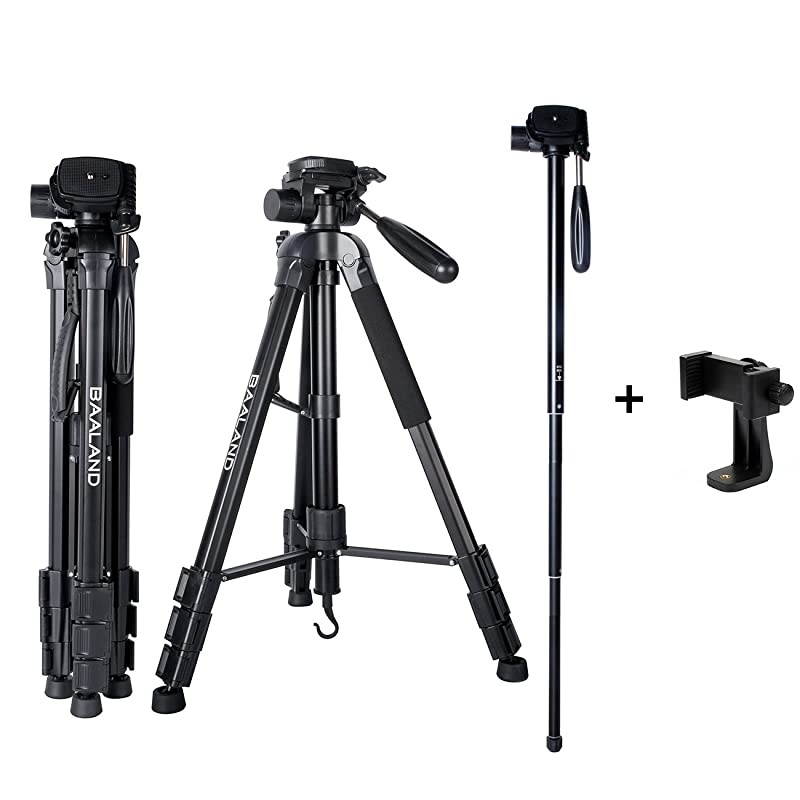 Tripod 70quot Lightweight Tripod with CellClip for iCamera Canon Nikon Aluminum Carrying Bag Included