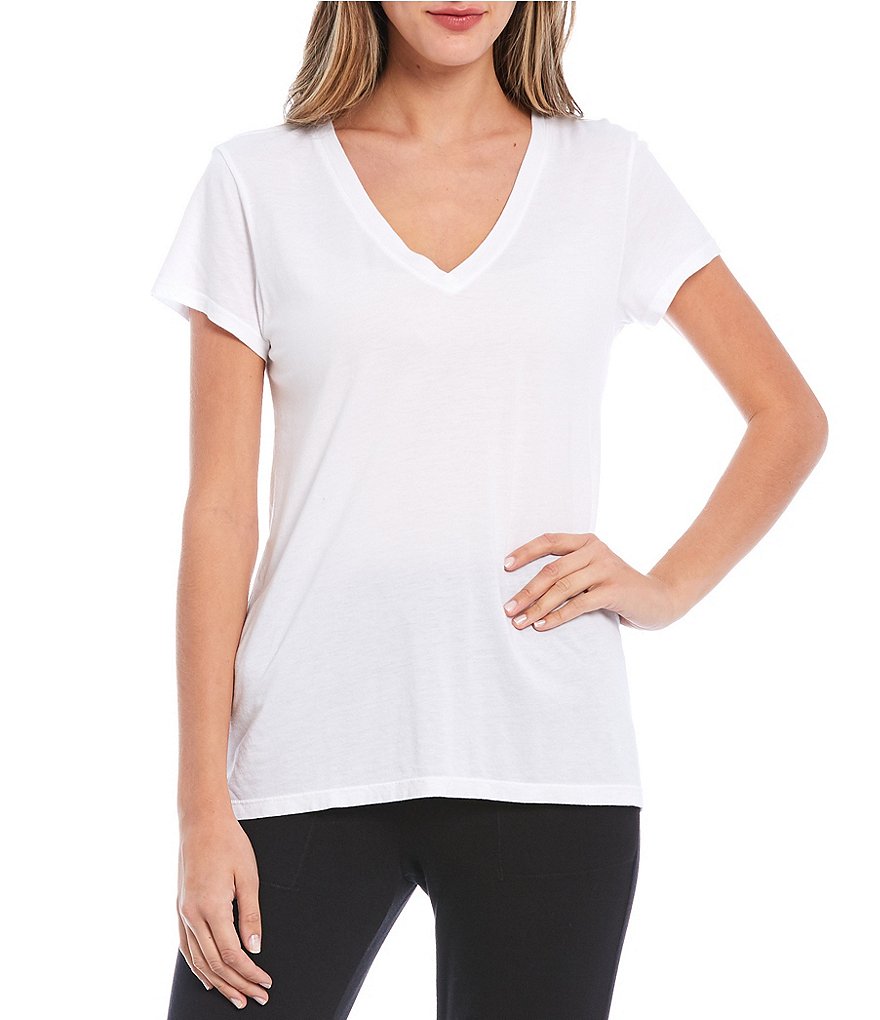 Splendid Kate Knit V-Neck Short Sleeve Coordinating Tee