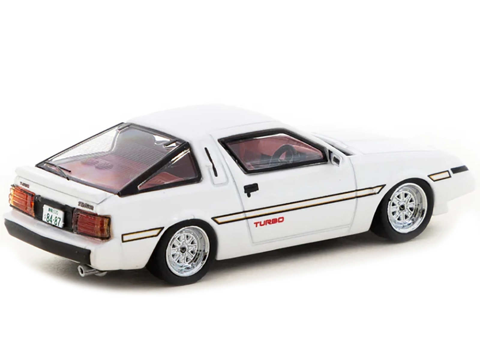 Mitsubishi Lancer RS Evolution III RHD (Right Hand Drive) Scortia White with Red Rally Stripes 1/64 Diecast Model Car by Hobby Japan