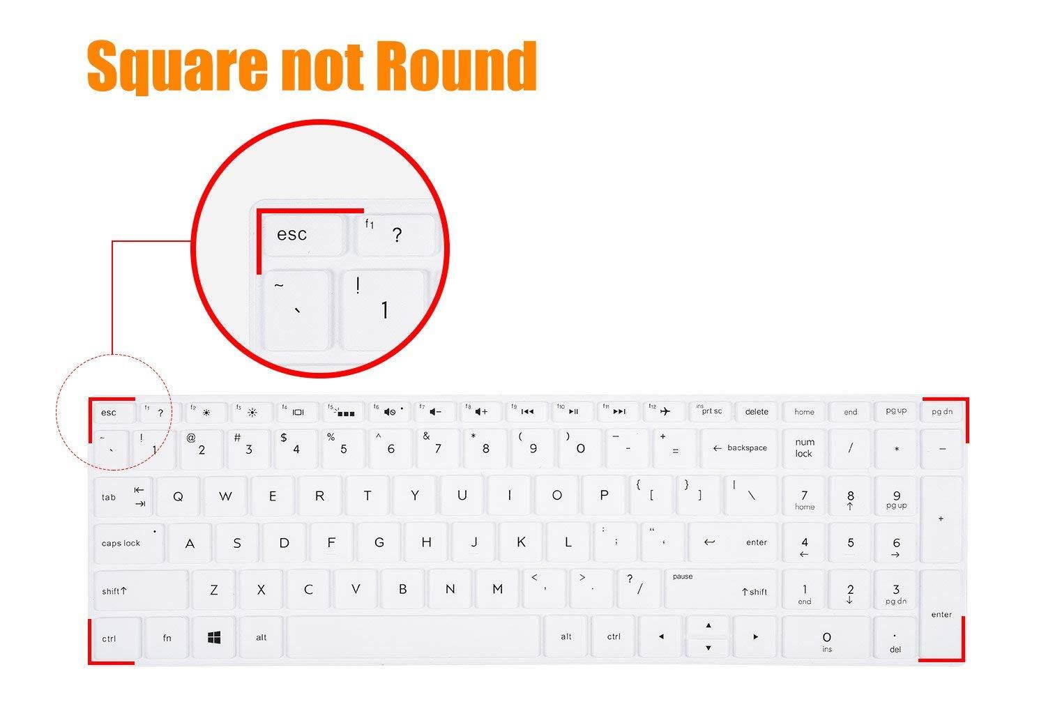 Keyboard Cover for 15.6" HP Pavilion X360 15-BR075NR 15M-BP011DX 15M-BP012DX 15M-BP111DX 15M-BP112DX 15M-BQ021DX 15M-BQ121DX, HP Pavilion 15-CB 15-CC 15-CD 15-CH 15-BW 15-BS Series, White