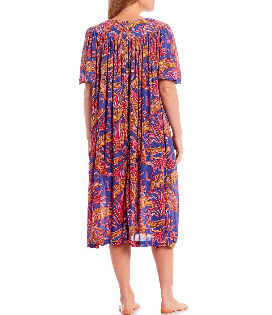 Go Softly Printed Crinkled Zip-Front Patio Dress