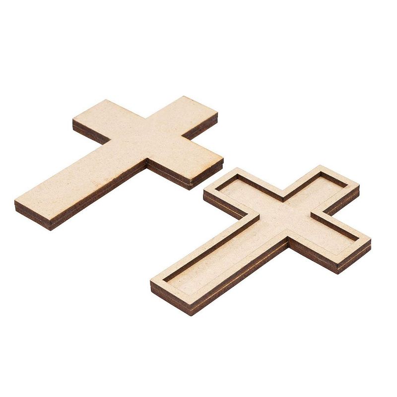 Genie Crafts 50-Pack Unfinished Wooden Cross Cutout for Wooden Craft DIY Art Projects, Church