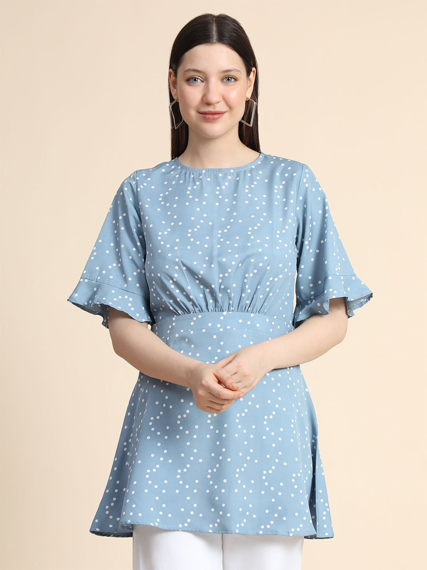 KERI PERRY Powder Blue Printed Top