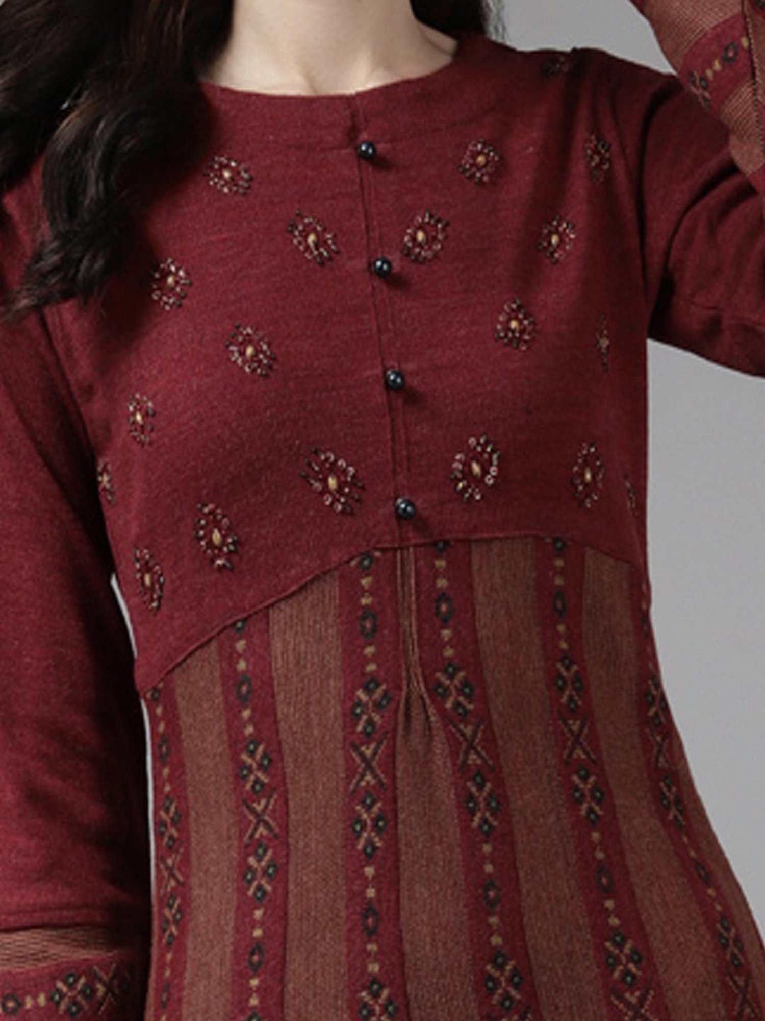 Cayman Maroon Striped Kurta