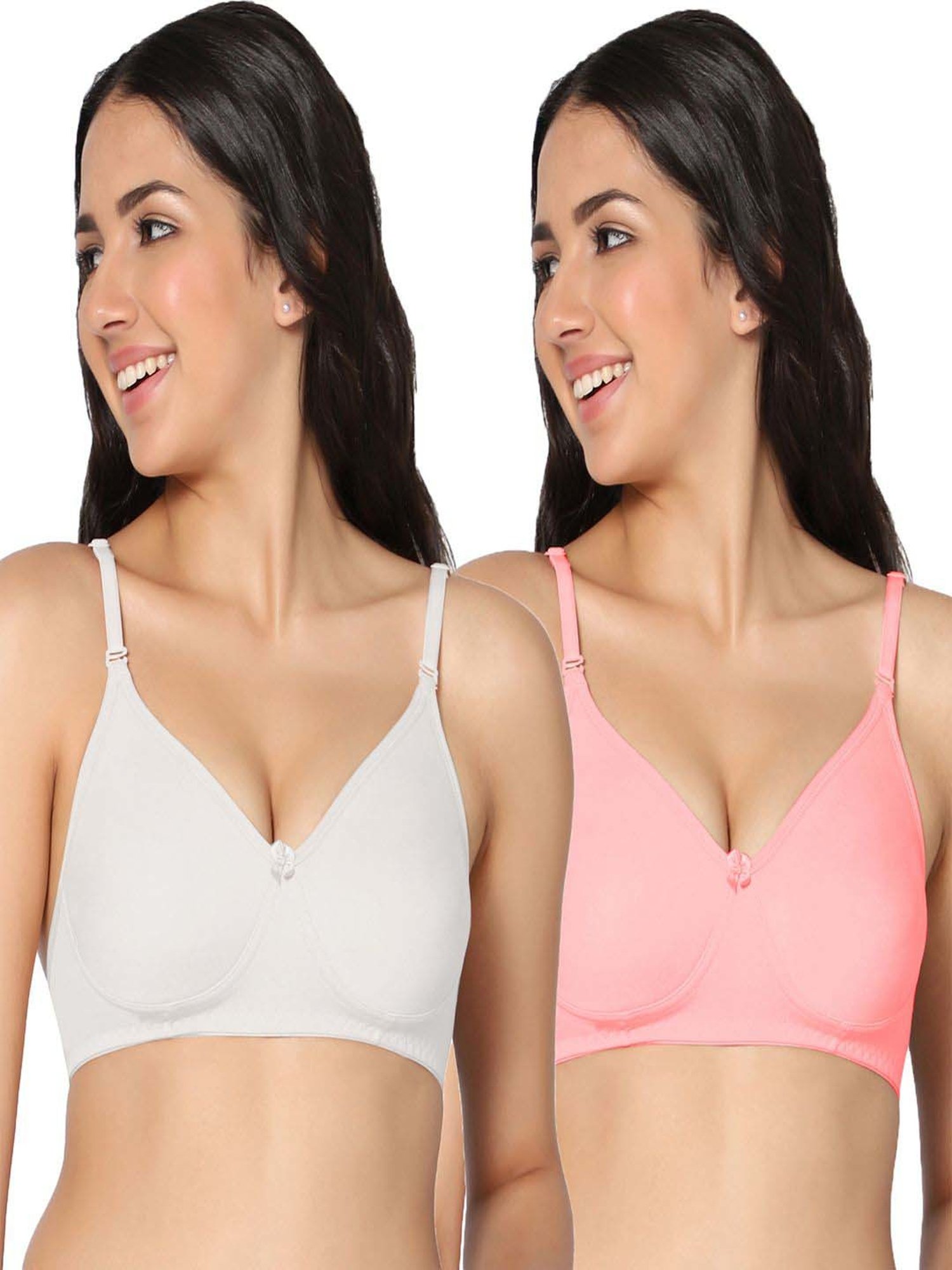 IN CARE White & Pink Cotton T-Shirt Bras - Pack Of 2