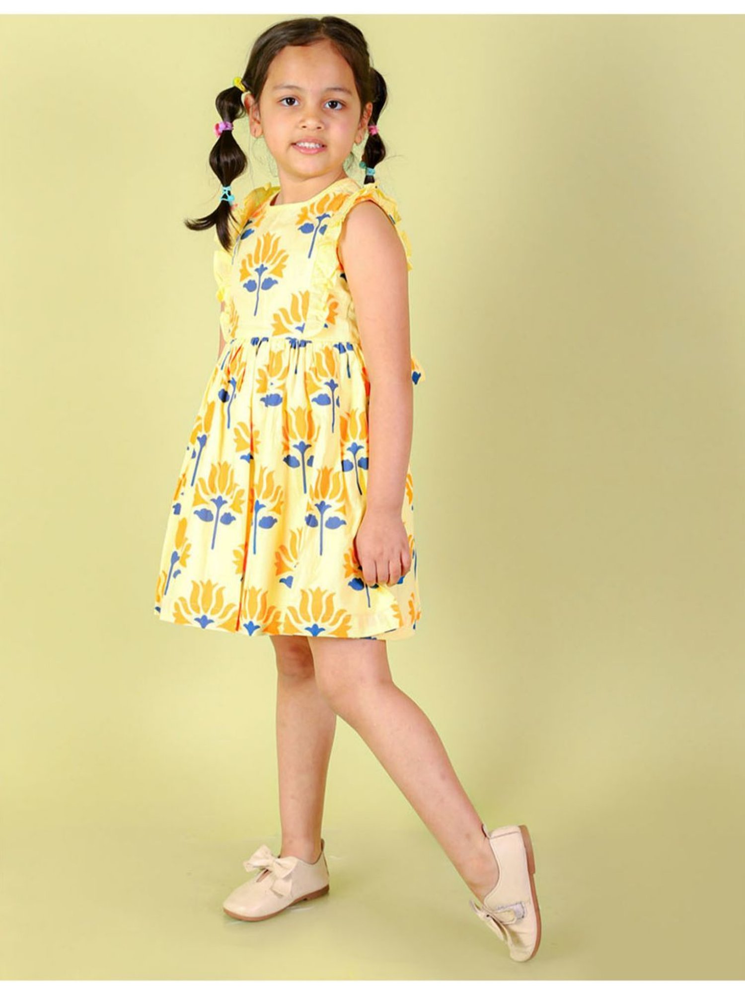 Lil Drama Kids Yellow Floral Print Dress