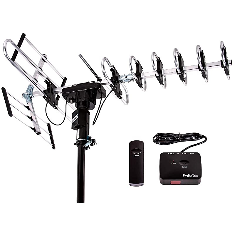 Newest 2020] Outdoor Digital Amplified HDTV Antenna - up to 200 Mile Long Range, Directional 360 Degree Rotation by Remote Control, Intelligent Gain for HD 4K 1080P FM Radio Support 2 TVs