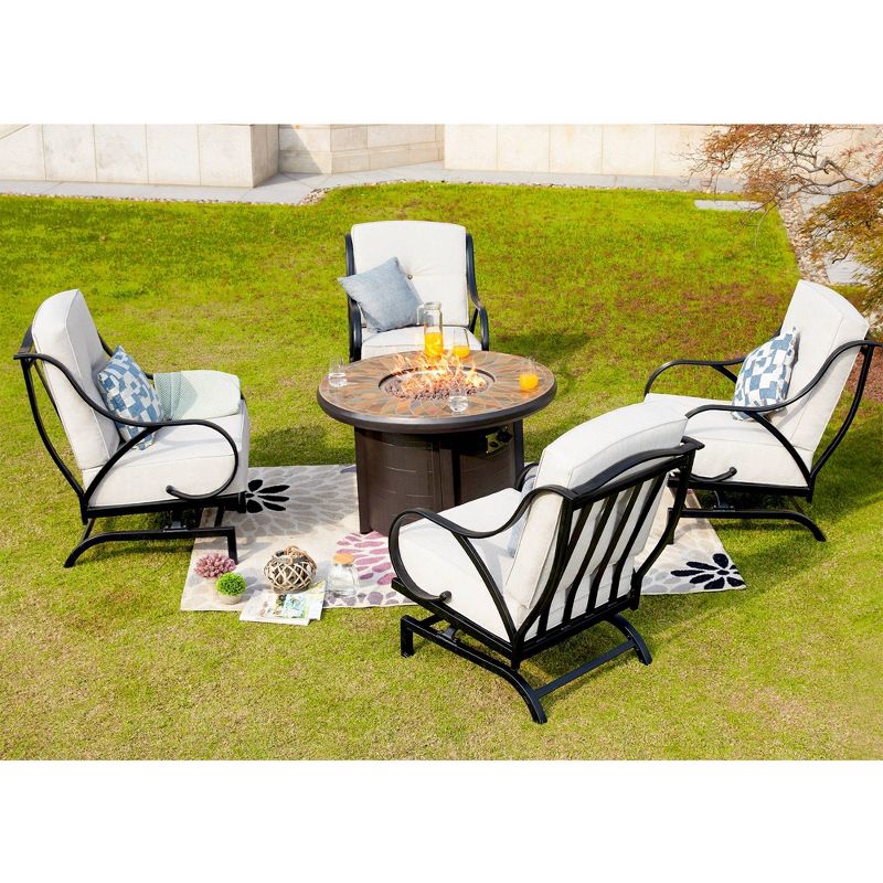 5pc Conversation Steel Patio Seating Sets Cream - Lokatse